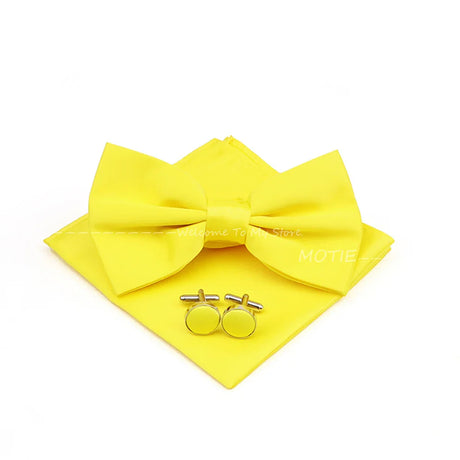 New Colorful Bowties Handkerchiefs Cufflinks Set Polyester Brooches For Men's Business Wedding Party Suit Dress Accessories Gift