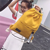 Canvas Drawstring Backpack Fashion School Gym Drawstring Bag Casual String Knapsack School Back Pack For Teenager Women