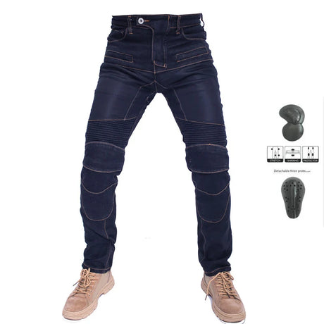 Men Jeans Collection Classic Denim UGB06 PK718 PK719 Zip Motorcycle Pants  Pantalones Motocicleta Hombre Featherbed Jeans Gears