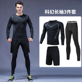 Quick-drying tights set men's running fitness training clothes cycling sports thermal underwear high elastic leggings