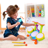 Kids Drum Set Toddlers 1-3 Musical Baby Educational Instruments Toys for Toddlers Girl Microphone Learning Activities Gifts