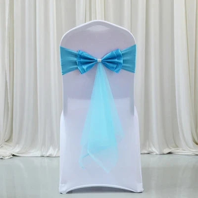 Spandex Lycra Chair Band Back Satin Bow Swag Chair Sash For Wedding Chair Cover Event Party Decoration