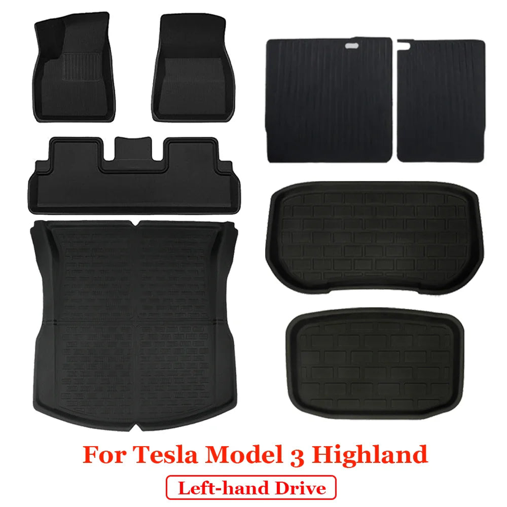 For New Tesla Model 3 Highland 2023 2024 All Weather XPE Floor Mats Trunk Mat Waterproof Front Rear Trunk Liner Accessories