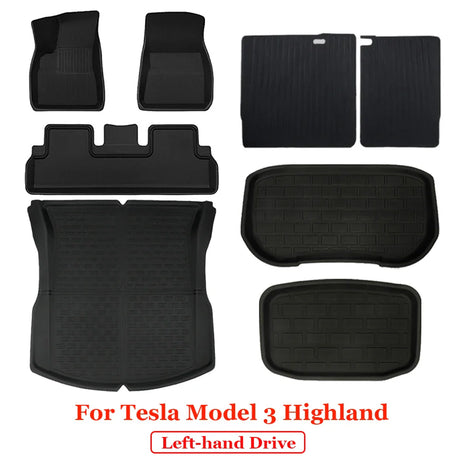 For New Tesla Model 3 Highland 2023 2024 All Weather XPE Floor Mats Trunk Mat Waterproof Front Rear Trunk Liner Accessories