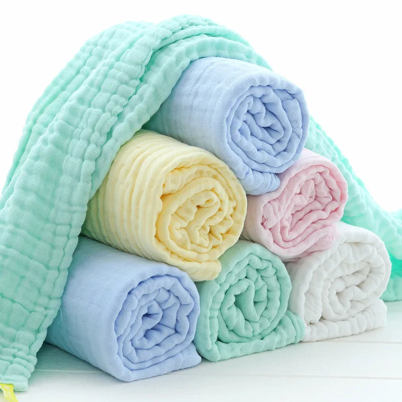 5pcs/batch thickened muslin 30X30cm cotton soft baby towel handkerchief bath care face cloth burp cloth