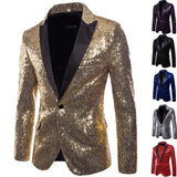 European and American Performance Dresses Gold Sequins Men's Suits Korean Nightclub Host Emcee Jacket European Size Blazer 2022