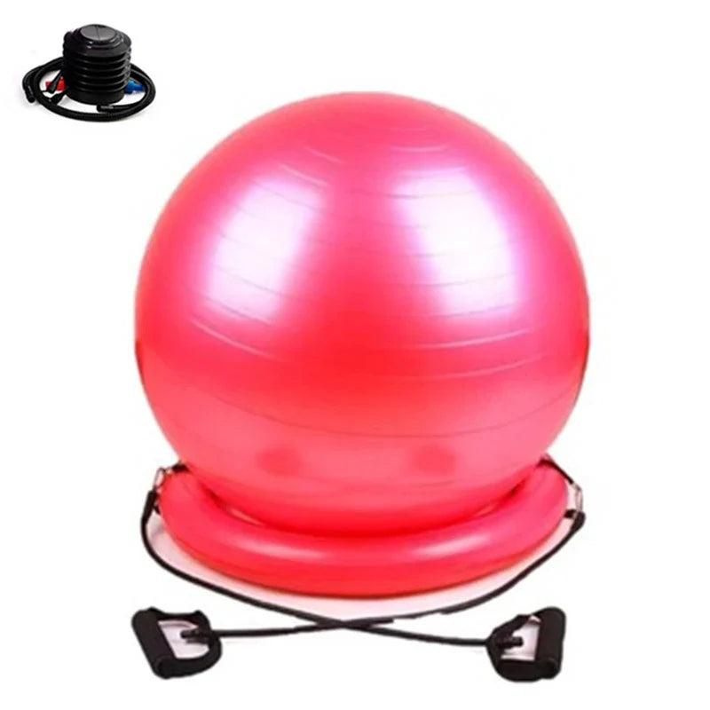 Fitness Yoga Ball Chair Exercis Stability Ball Chair with Inflatable Stability Base & Resistance Bands for Home Gym Office