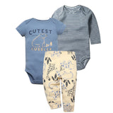 3PCS Baby Bodysuits+Pants Cotton Newborn Baby Boy Clothes Summer Cartton Baby Girl Clothing Sets 0-24 moth bebe Jumpsuit