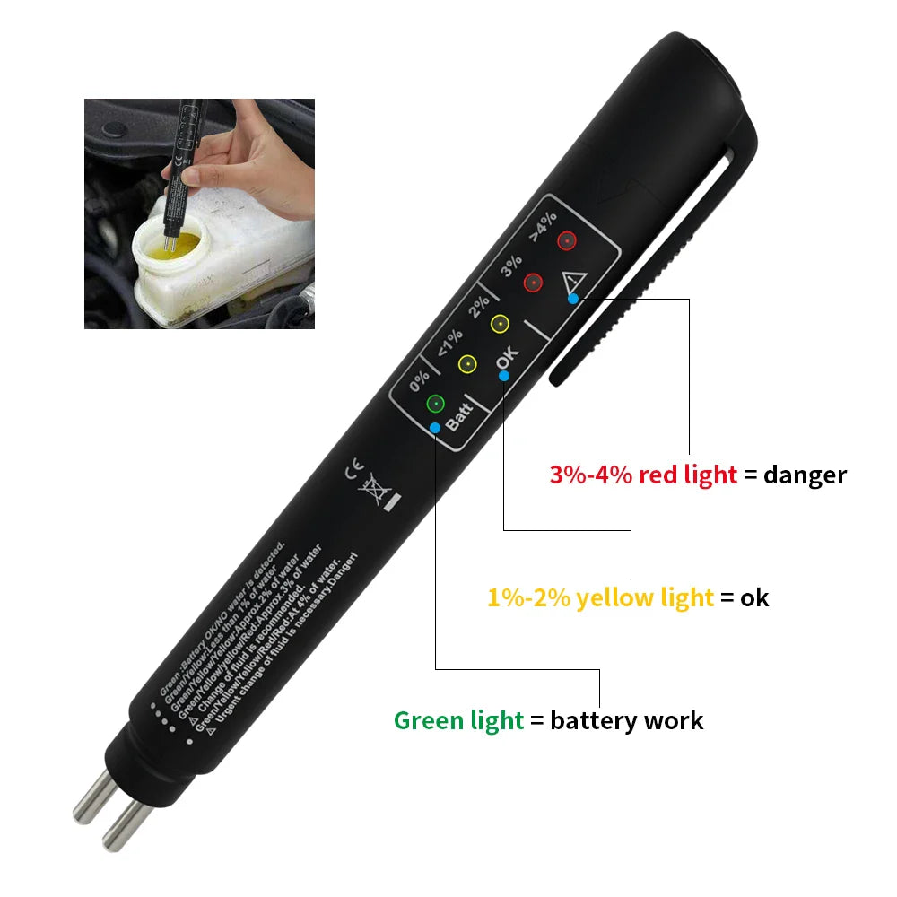 Automotive Brake Oil Testing Pen Universal Accurate Fluid Quality Check Tester LED Display Indicator Car Auto Diagnostic Tools