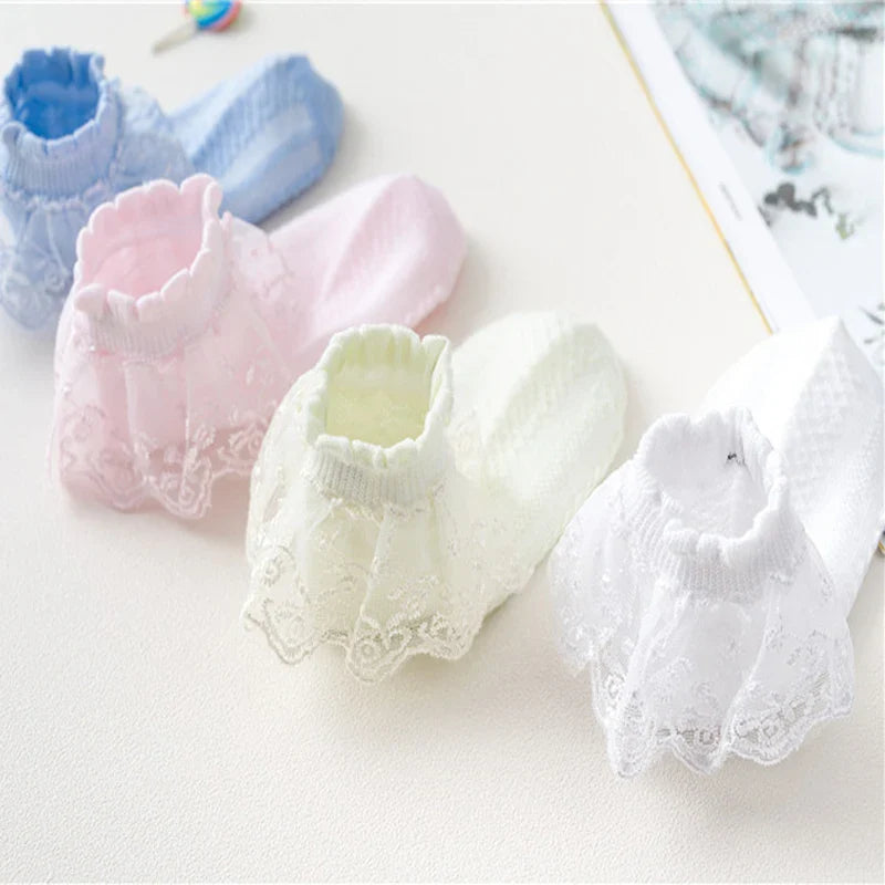 10 Pairs/lot Baby Girls Kids Lace Ruffle Socks Princess Mesh Children Ankle Short Breathable Cotton Socks For Girls