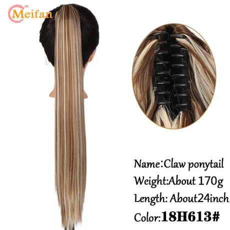 MEIFAN Long Synthetic Wavy Clip in Hair Ponytail Hair Wigs Extensions Style Claw Pony Tail Hairpiece for Women Cosplay Party