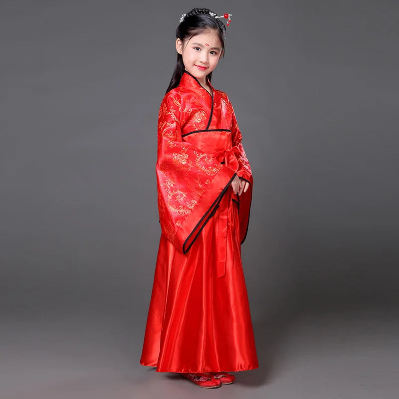 Traditional Chinese Dance Costumes for Girls Ancient Opera Tang Dynasty Han Ming Hanfu Dress Child Clothing Folk Dance Children