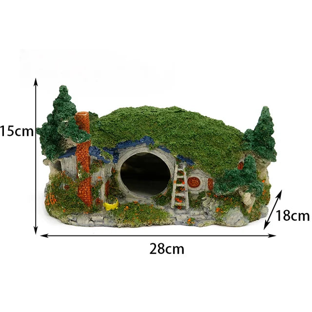 Fish Tank Plant Rockery Multi-style Aquarium Decoration,Resin Artificial Building Cave Aquarium Landscaping Ornament Decor