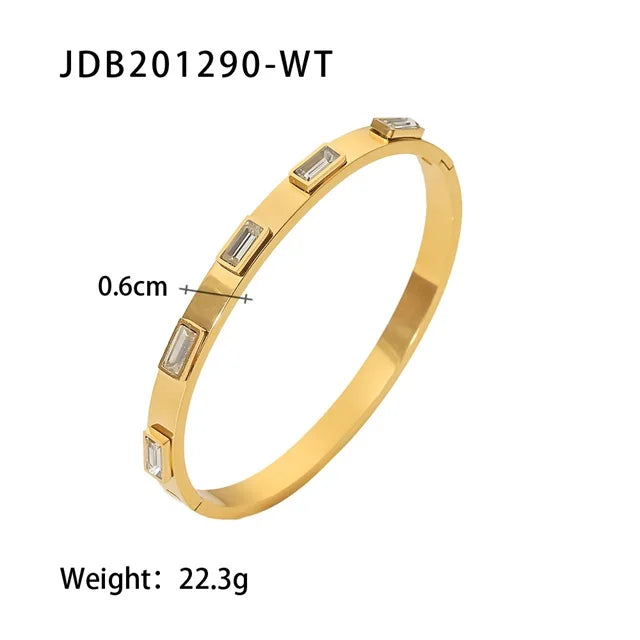 Youthway 18k Gold Stainless Steel Bangles Winter Stacking Cubic Zirconia Opening Bracelet for Women Jewelry Gift 2022 NEW