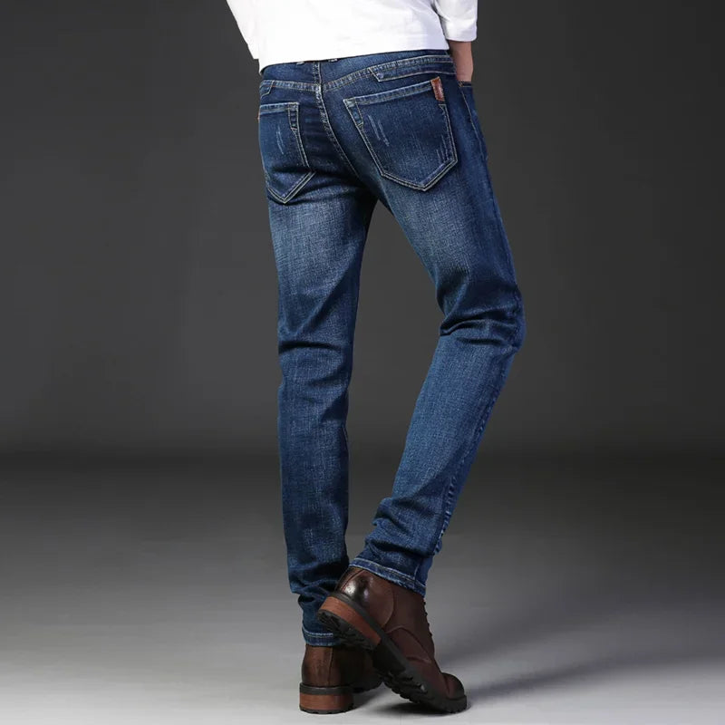 New Jeans Men's Winter Seasons Regular Straight Leg Men's Pants Elastic Slim Fit Casual Men's Pants