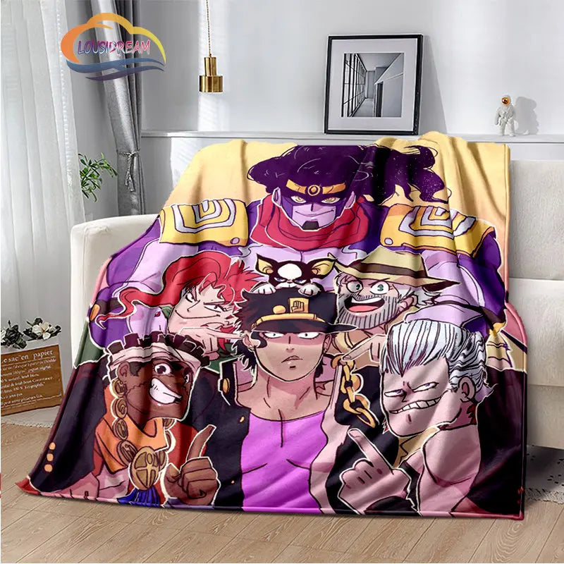 Anime JoJo's Bizarre Adventure Stone Ocean flannel Blanket Throw blanket Warm Sofa bed  children and girls Gift s