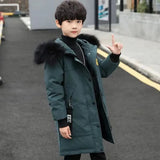 Winter Boys Thicken Long Jackets For kids 4-16Y Keep Warm Casual Hoodies Kids Coats Long Sleeve Children Windbreaker Outerwear