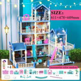 3d Assembly Diy Doll House Miniature Model Doll House Accessories Villa Princess Castle Led Lights Girl Birthday Gift Toy House