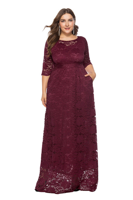 Plus Size Elegant Slight Stretch Bridesmaid Party Evening Maxi Long Dress With Pocket For Women