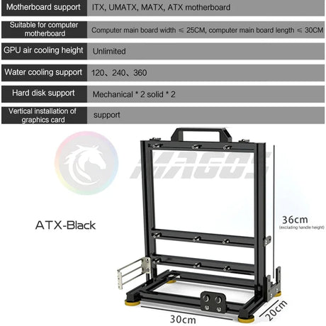 DIY Gamers Cabinet MOD ITX MATX PC Case Open Frame Aluminum Creative ATX Tower Desktop Gaming Computer Chassis Rack