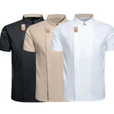 Newest Solid Mens Chef Jacket Short Long Sleeve Chef Coat Restaurant Bakery Catering Work Wear Coat Women Kitchen Cook Clothing