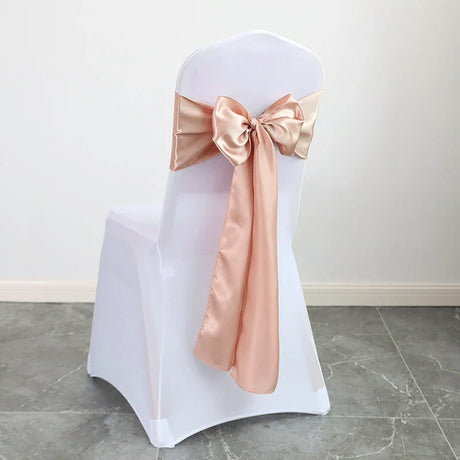 10PCS 17x275cm Sage Green Satin Chair Sashes Bows Chair Cover Ribbons for Wedding Banquet Party Baby Shower Event Decorations