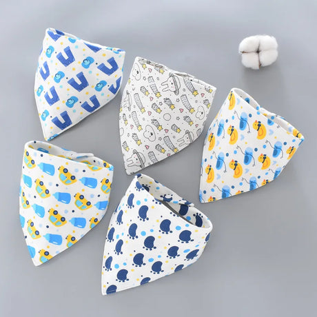 5Pcs/Set Baby Bibs Triangle Double Cotton Bandana Bibs Baby Boys Girls Babador Feeding Smock Infant Burp Cloth Baby Saliva Towel