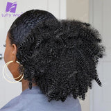 Drawstring Ponytail Human Hair 4c Afro Kinky Curly Ponytails Real Mongolian Remy Hair Pony tail Clip In Extensions Bundles 120g