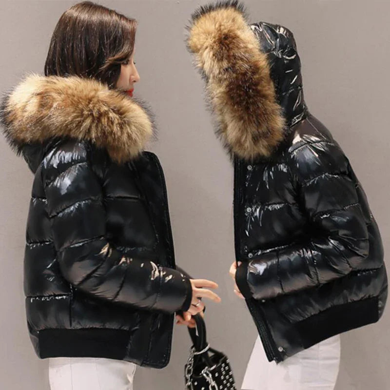 Fake Fur Parkas Waterproof Women Down Jacket 2023 Winter Jacket Women Coat Black Lady Clothing Warm Female Jacket Short Parka