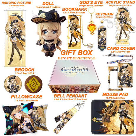 Genshin Impact Xianyun Navia Fontaine Furina Neuvillette Wriothesley Focalors Baizhu Kaveh Gift Box Include Keychain Doll Pillow