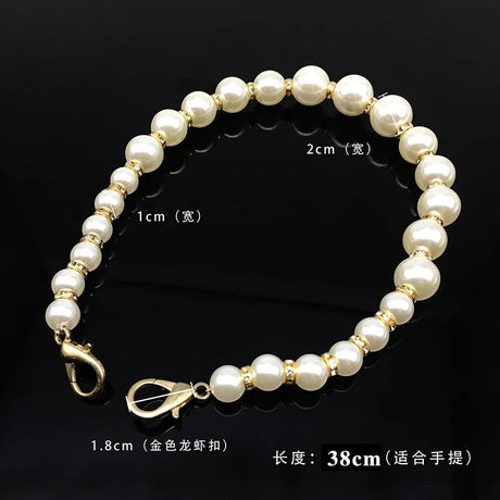 Pearl Strap for Bags Handbag Handles DIY Purse Replacement  crossbody Chain for Shoulder Bag Pearl Belt   bag accessories