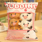 New Kawaii Animal Balls Pudding Candy Bag Pillow Plush Stuffed Mini Doll of Donut Boba Milk Tea Bat Newt Cat Nap Plushie