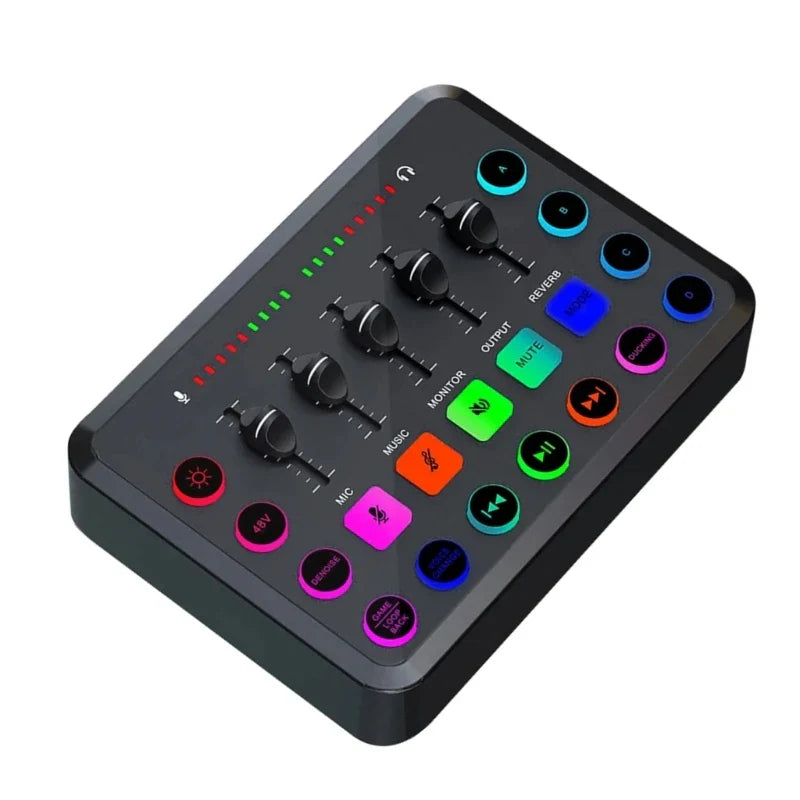 896F 48V Large Diaphragm Sound Card Phone Singings Computer Recording Professional Sound Mixer Recorder English