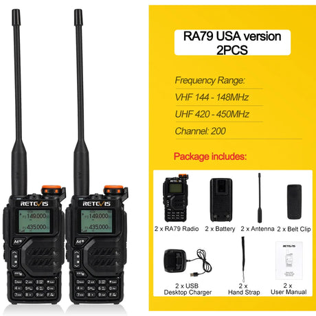 Retevis RA79 Aviation Band Walkie Talkie AM FM Airband Two Way Radio USB C Charge Ham Radio Quansheng UVK5 uvk5 Walkie-talkie