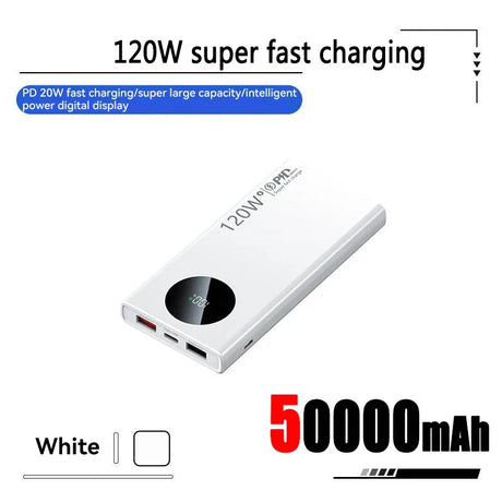 50000mAh Sufficient Capacity Power Bank 120W Super Fast Charging Phone Accessories Mobile Power External Battery For Iphone Hot