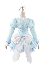 Anime Nekopara Vanilla Cosplay Wig Costume Maid Lolita Dress Blue Halloween Party Show Role Play Outfits For Girls