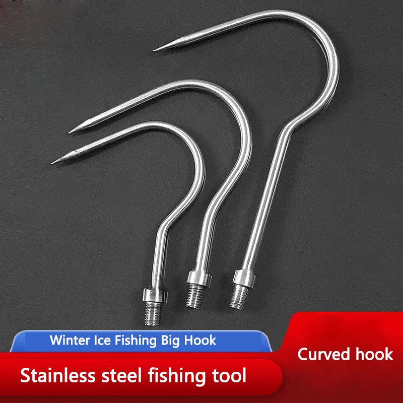 Winter fishing ice fishing curved large fishhooks stainless steel fishing tools no barbs anchor hooks rolling hooks tools