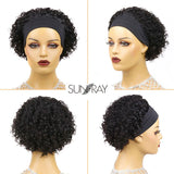 Short Curly Pixie Cut Headband Wig Water Wave Remy Brazilian Human Hair  Scarf  Wigs For Black Women Glueless Machine Made  Wig