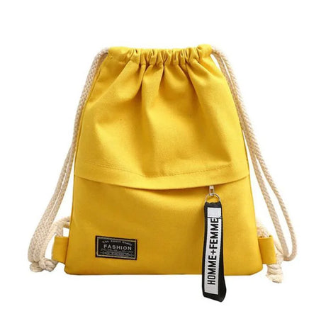 Canvas Drawstring Backpack Fashion School Gym Drawstring Bag Casual String Knapsack School Back Pack For Teenager Women