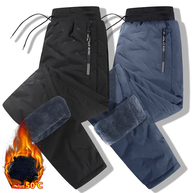 Winter Lamb down sports pants Thicken Sweatpants Men Fashion Joggers Windproof Casual Pants Men Plus Fleece Oversize Trousers