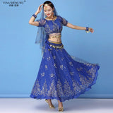 New Bollywood Costume Set Belly Dance Performance Clothes Chiffon Sequin Skirt Set Adult Women Indian Dance Costume Set