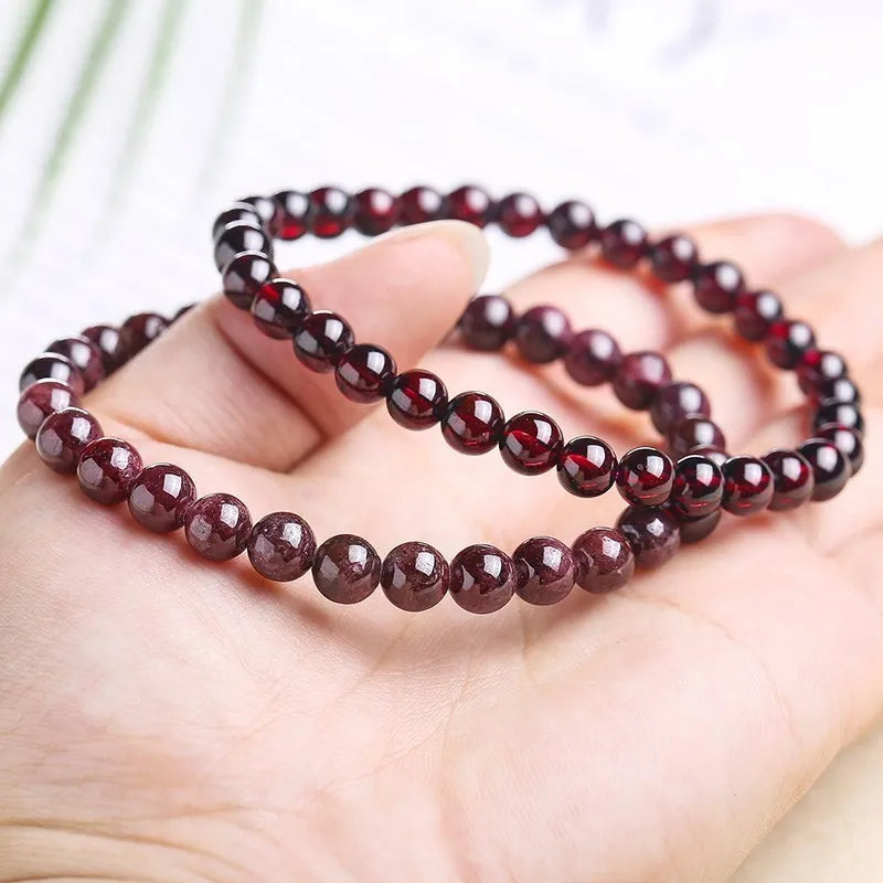 JD Natural Wine Red Garnet Beaded Bracelet Women Genunie Charm Red Pomegranate Yoga Meditation Bangles Reiki Healing Lovers Gift