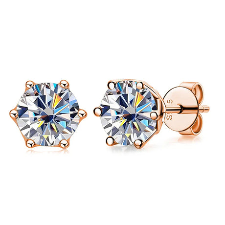 Butterflykiss 5/6.5mm Moissanite Stud Earrings For Women Couple S925 Sterling Silver Rose Gold Plated Wedding Ear Jewelry Gifts