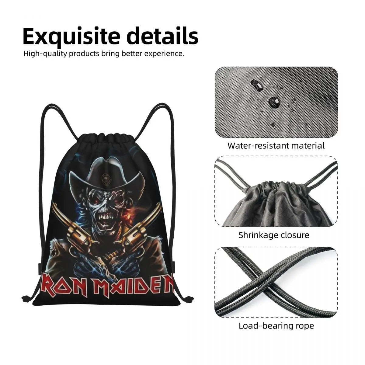 Heavy Metal Maidens Pirate Iron Drawstring Backpack Women Men Sport Gym Sackpack Foldable Training Bag Sack