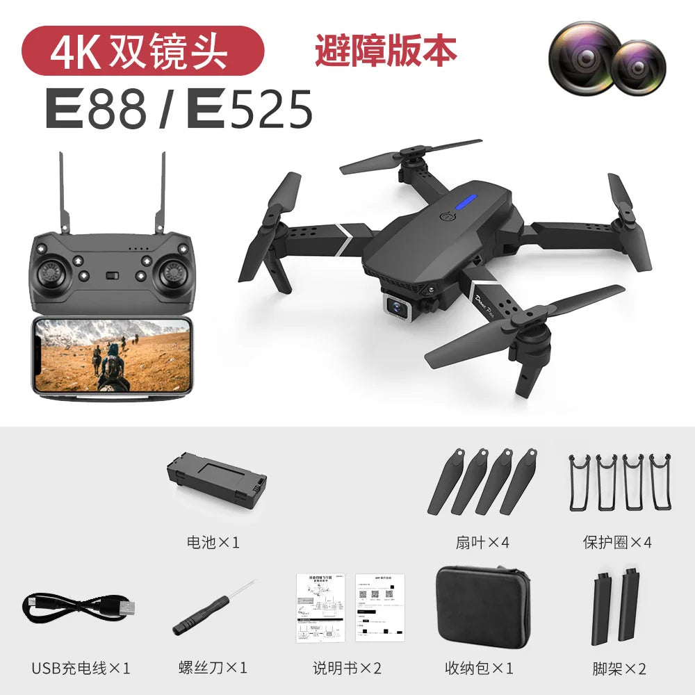 New E88 Pro WIFI FPV Drone Wide Angle HD 4K 1080P Camera Height Hold RC Foldable Quadcopter Dron Helicopter Toys Gift