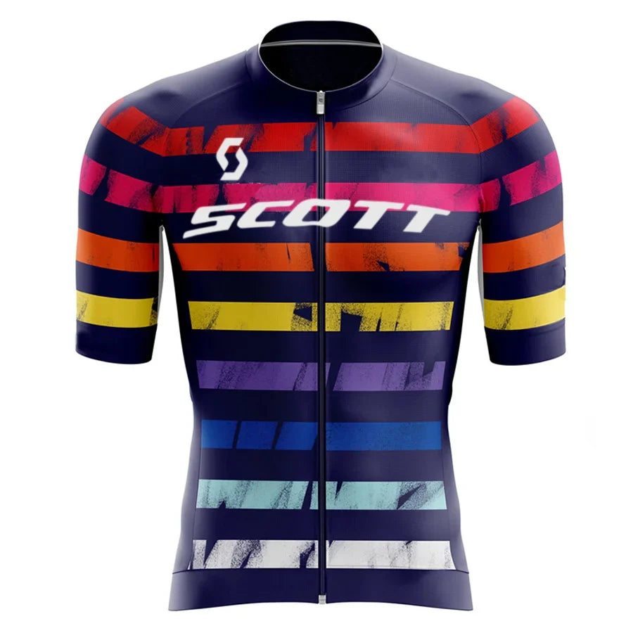 Men's Cycling Suit Jersey Mtb SCOTT Clothing Man Laser Cut Mens Sets Summer 2024 Complete Uniform Shorts Bib Short Jacket