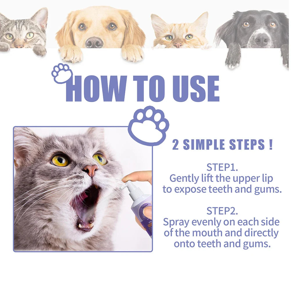 50ml Pet Oral Cleanse Spray Dogs Cats Teeth Clean Deodorant Non-irritating Prevent Calculus Remove Kitten Bad Breath Pet Supplie