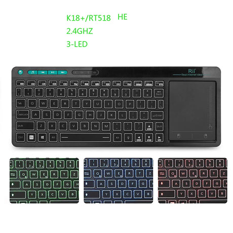 Rii K18Plus/K18S 2.4G Wireless Keyboard with Touchpad Mouse Number Numeric USB  Backlit For For Android TV BOX  Smart TV PC