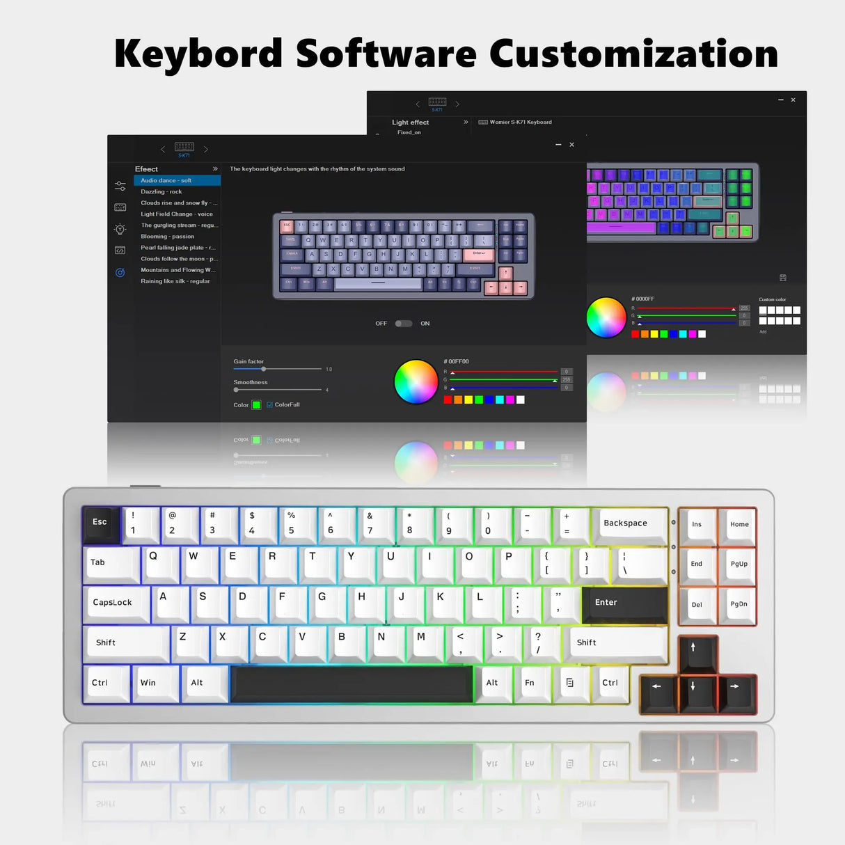 Full Aluminum Mechanical Keyboard Wireless Keyboard Bluetooth/2.4Ghz/Wired Tri-Mode SK71 RGB Keyboard Compatible with Mac Win