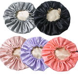 Ladies Satin Nightcap Solid Color Simple Drawstring Adjustable Hair Care Bandana Double Sided Shower Cap Chemo Head Cover